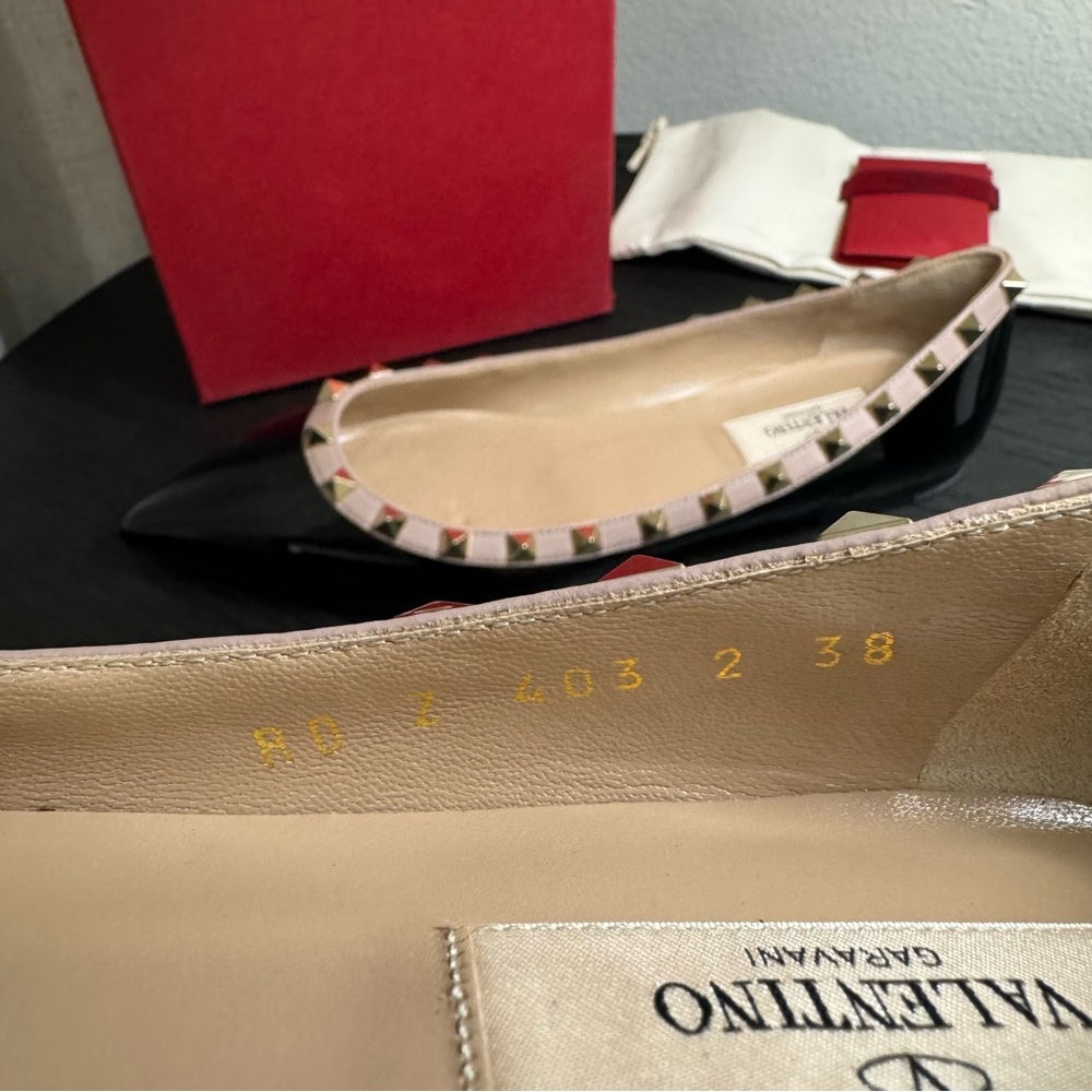 Valentino Garavani Rockstud Ballet Flats Patent Black 38 - Picture 5 of 11